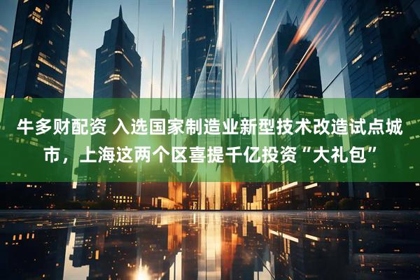 牛多财配资 入选国家制造业新型技术改造试点城市，上海这两个区喜提千亿投资“大礼包”